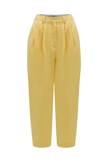 Light Yellow Fashion Passion Pleated Linen Pants - 100% Linen, Sizes 34-42, Machine Wash Cold, Low Iron, No Bleach, Brand: MAVI - photo 5