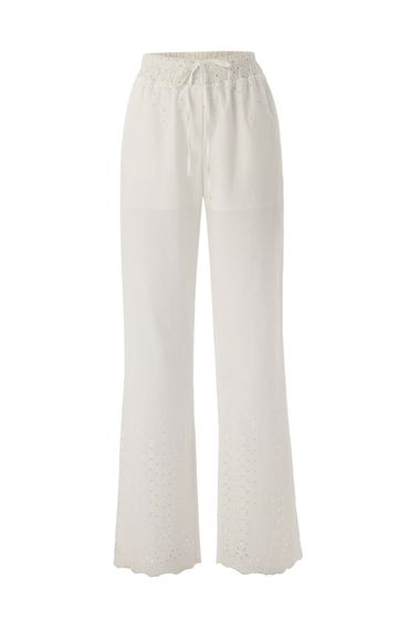 White High-Waisted Pocket Cotton Lace Pants - photo 4