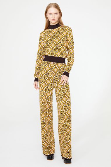 Chic Yellow Patterned Knit Trousers with High Waist and Wide Legs by MAVI, Made of 42% Rayon, 36% Polyamide, and 22% Fluffy Fabric - photo 5