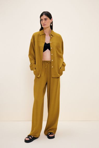 MAVI Casual High-Waisted Elastic Waist Wide Leg Trousers in Solid Colors, Made from 50% Lyocell and 50% Viscose, Multiple Sizes Available - photo 2