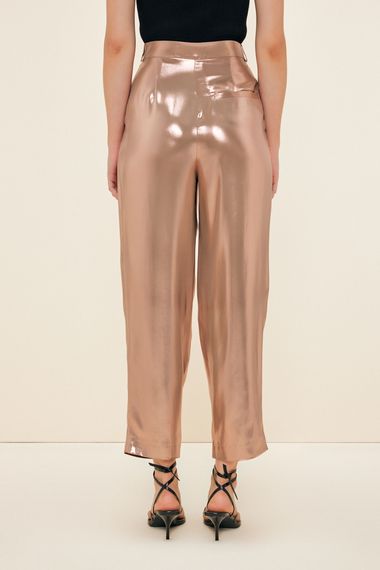 Shiny Gold Fashion Passion Trousers, Mid-Rise, Pleated, 100% Recycled Polyester, Relaxed Fit, Suitable for Day to Night, Available in Sizes 34-44 - photo 3