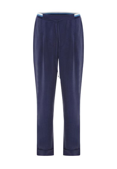 Navy Pleated Trousers for Office Chic - 60% Lyocell, 40% Linen, Mid-Rise, Comfortable Fit, Available in S, M, L, XL, XS - photo 4