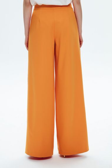 Orange Mert Aslan Embellished Wide Leg Trousers for Women, 100% Polyester, Stylish Comfort, Available in Sizes XS to XL - photo 3