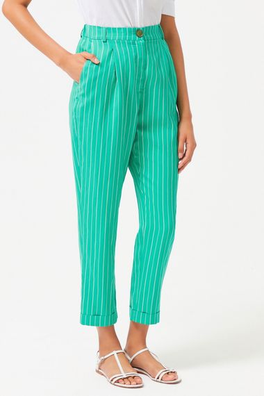 Striped Emerald Double Pleated Trousers in Regular Fit with Zip Closure, Casual Style, Soft Fabric Blend by MAVI, Available in Various Sizes - photo 1