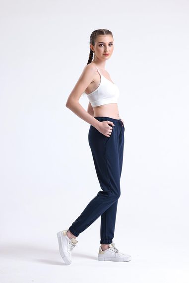 Women's Navy Jogging Pants, Comfortable 100% Cotton, Ideal for Sports and Home Use, Available in Sizes S to 2XL - photo 2