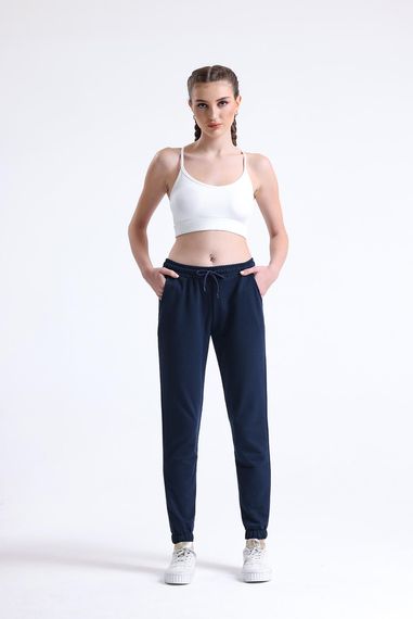 Women's Navy Jogging Pants, Comfortable 100% Cotton, Ideal for Sports and Home Use, Available in Sizes S to 2XL - photo 1