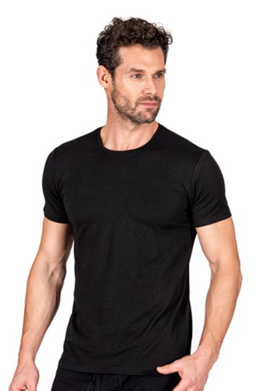 Men's Black Cotton Modal T-Shirt | Anti-Allergic, Soft and Stretchy Fabric, Perfect Fit for Comfort and Breathability, Available in Multiple Sizes - photo 3