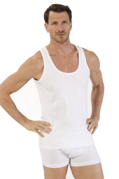 Men's White Cotton Modal Stretch Tank Top K10852 | 47% Cotton, 47% Modal, 6% Elastane | Breathable, Soft, and Hypoallergenic Comfort Fit - photo 3