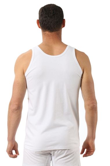 Men's White Cotton Modal Stretch Tank Top K10852 | 47% Cotton, 47% Modal, 6% Elastane | Breathable, Soft, and Hypoallergenic Comfort Fit - photo 2