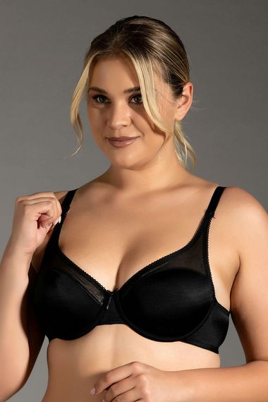 Бра з тюлевими деталями, що коригує форму | New Bra 1790, 90% поліамід, 10% поліестер, безпечний для здоров'я, жіноче нижня білизна - фото 1