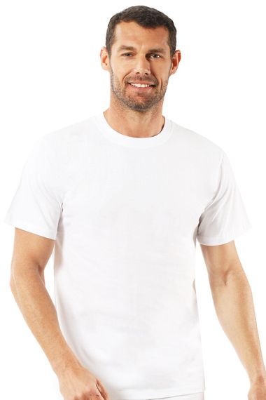 Men's Cotton Suprem T-Shirt with Closed Neck in White | Kompedan K0055 100% Cotton Soft Comfortable Fit Breathable Durable Anti-Allergenic