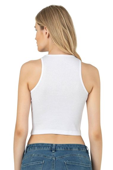 Жіночий бавовняний приталений топ без рукавів, м'який та еластичний, доступний у чорному, білому, синьому, фуксії та екругусі, різні розміри - фото 2