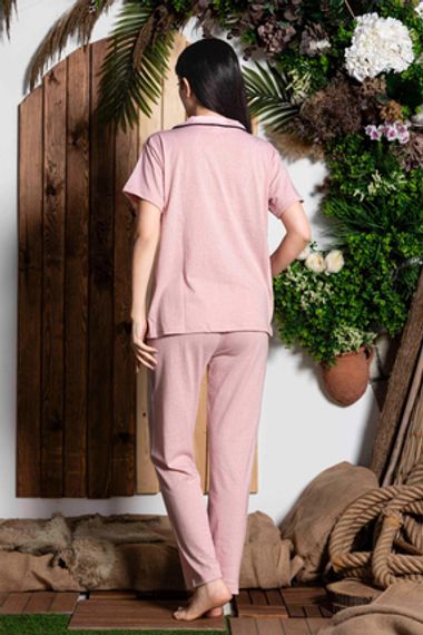 Женский молодежный комплект пижам с пуговицами спереди | Ercan M-966-1, 100% хлопок, местное производство, комфортный домашний стиль - фото 3
