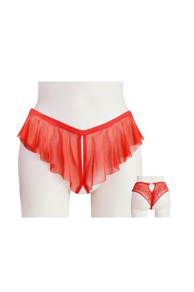 Женские танга с открытым тюлем и сердечком, модель 5175, размер 38-40, %95 полиэстер, %5 эластан, безвредные материалы