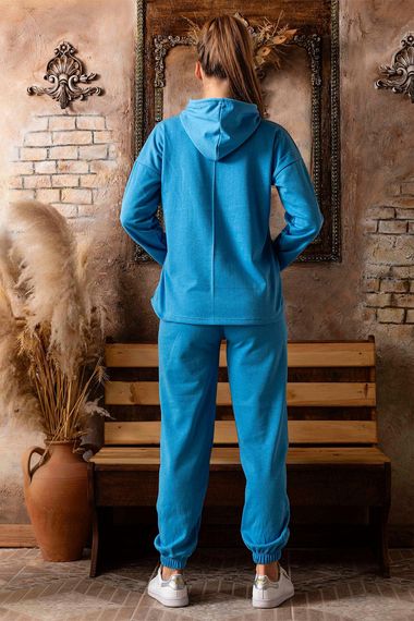Женский молодежный пижамный комплект с капюшоном Ercan AW23 P-200-424, 80% вискоза, 20% полиэстер, удобный и стильный домашнийwear - фото 2