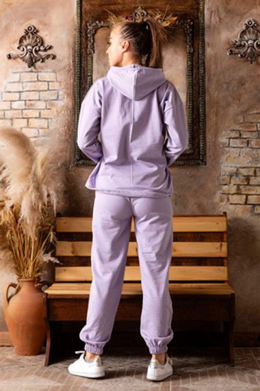 طقم بيجامة نسائي شباب من قماش فيسكوز وبوليسير بنسبة 80% و20% مع كابوشون من إيرجان P-200-422 - صورة 3