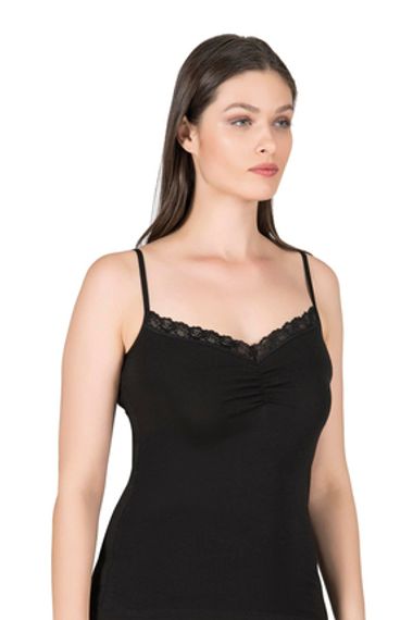 Женская майка из хлопка с кружевным воротником, бёдрами и спагетти-лямками, размер S, 95% хлопок, 5% эластан, безвредные материалы - фото 3