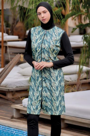 مايو نسائي بتصميم يليه ووشاح | 9039 مصنوع من البوليستر بنسبة 100% مع عرض أصلي وصحة مستخدمة