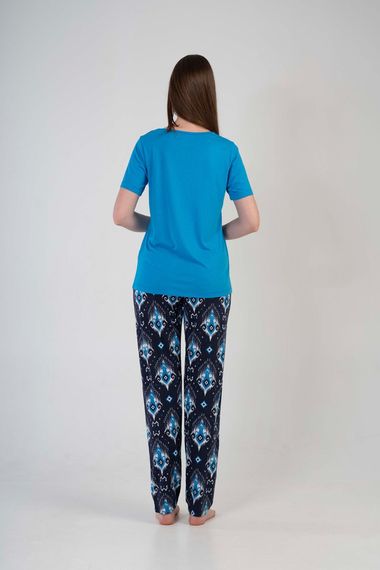 Женский комплект пижамы с коротким рукавом и воротником-лодочкой, удобный и стильный, 80% вискозы, 20% полиэстера, размер S, M, L, XL