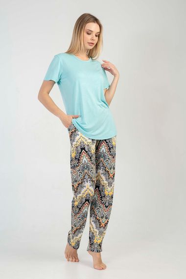 Жіночий комплект піжами з коротким рукавом і круглим вирізом, розміри S, M, L, виготовлений з 80% віскози та 20% поліестеру