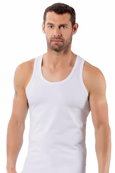 Men's Stretch Sports Tank Top White | Kompedan K0267 with Soft, Breathable Fabric for All-Day Comfort and Flexibility, Perfect Fit and Durable