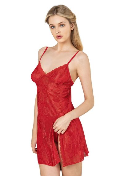 Краткая ночная рубашка красного цвета | Primoda 80511, размер L, M - фото 2