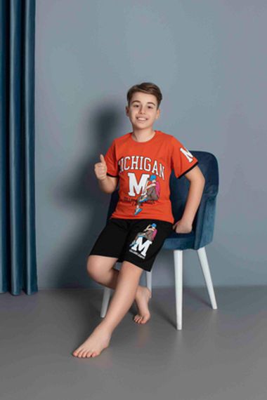 Капри с коротким рукавом для мальчиков | Оранжевый, размер 6-11 лет - фото 3