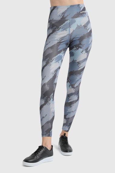 سروال رياضي نسائي بطول الكعب ومرونة مع نسيج ملون | إنديغو 22030 - صورة 2