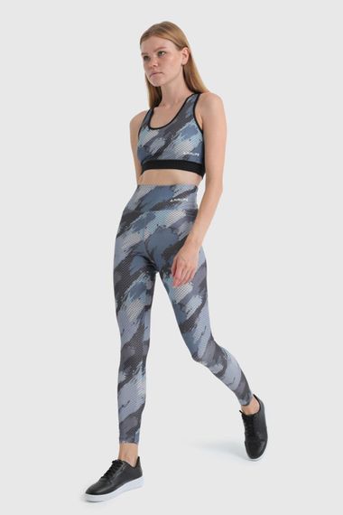 سروال رياضي نسائي بطول الكعب ومرونة مع نسيج ملون | إنديغو 22030 - صورة 1