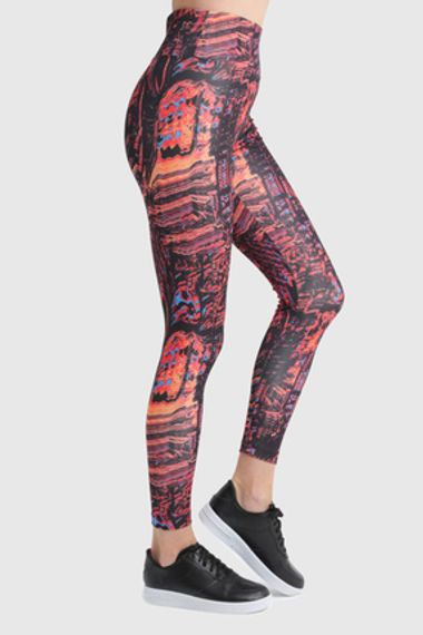 Жіночі спортивні лосини з еластичним текстурованим матеріалом, червоні, розміри S, M, L - фото 4