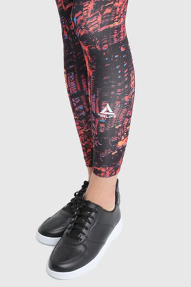 Жіночі спортивні лосини з еластичним текстурованим матеріалом, червоні, розміри S, M, L - фото 3