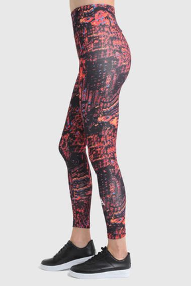 Жіночі спортивні лосини з еластичним текстурованим матеріалом, червоні, розміри S, M, L - фото 5