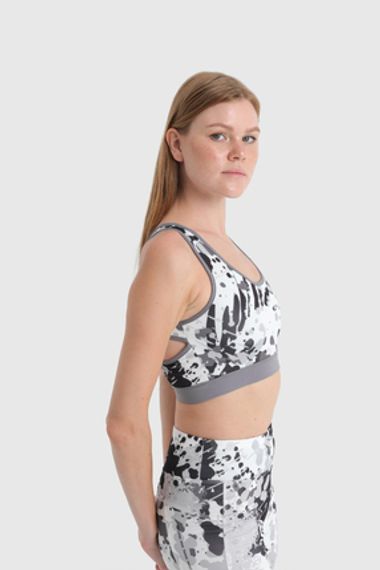 Спортивный бюстгальтер с перекрестным рисунком, серый, размеры S, M, XL - фото 3