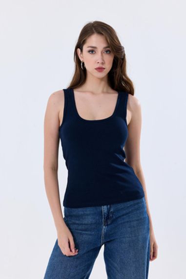 تي شيرت قطن أساسي Extra Yumusak باللون الأزرق الداكن - متوفر بمقاسات XL وL وM وXXL - صورة 3