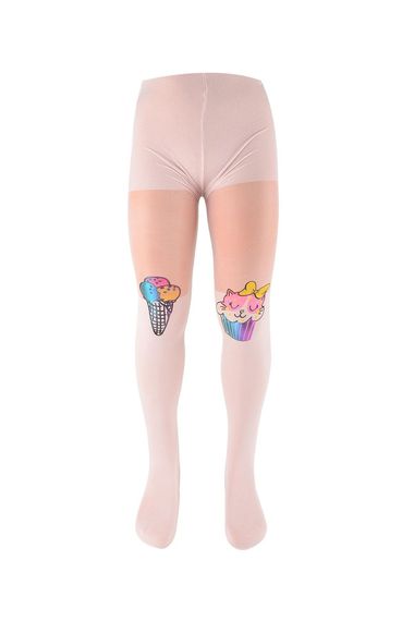 Носки для девочек с рисунком кексиков | Пудровый цвет, размер 6-8 и 2-3