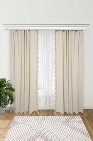 Double Sided Background Curtain with Leather Handle and Tasseled Edges, PR-17 - photo 3
