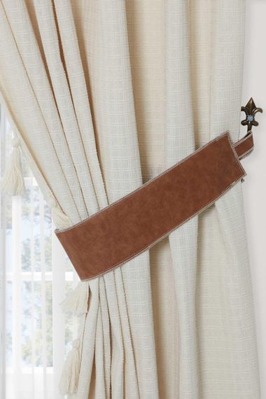Double Sided Background Curtain with Leather Handle and Tasseled Edges, PR-17 - photo 2