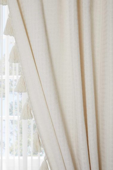 Double Sided Background Curtain with Leather Handle and Tasseled Edges, PR-17 - photo 5