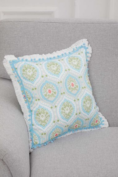 Patterned, Pompom and Fringed Throw Pillow Cover, K-299 - photo 4
