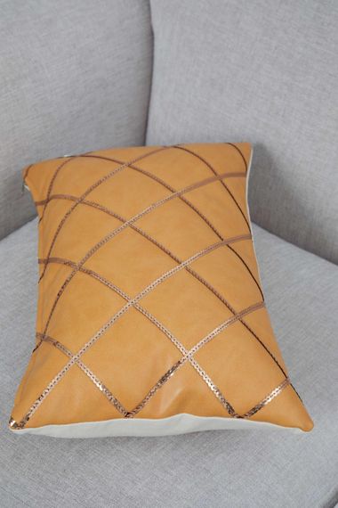 Sequin Embroidered Leather Cushion Cover,K-301 - photo 5