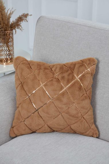 Sequin Embroidered Plush Throw Pillow Cover, K-307 - photo 1