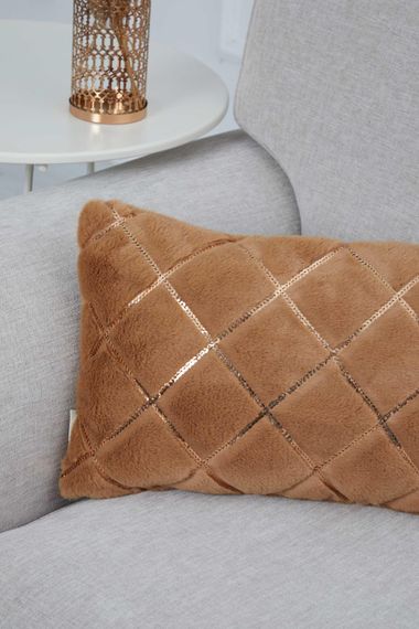 Sequin Embroidered Plush Throw Pillow Cover, K-306 - photo 4