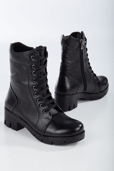 Bella Black Genuine Leather Zippered Boots - photo 2