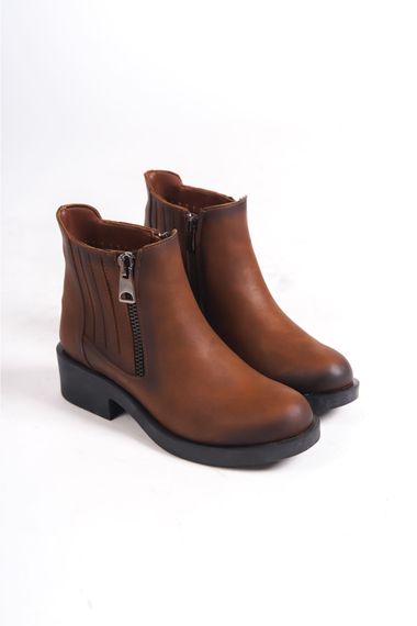 Ayam Women's Tan Zipper Detailed Ankle Boots - photo 3