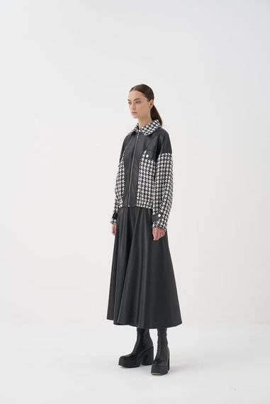 CUIR DERİ VOLANLI ETEK SİYAH - фото 2