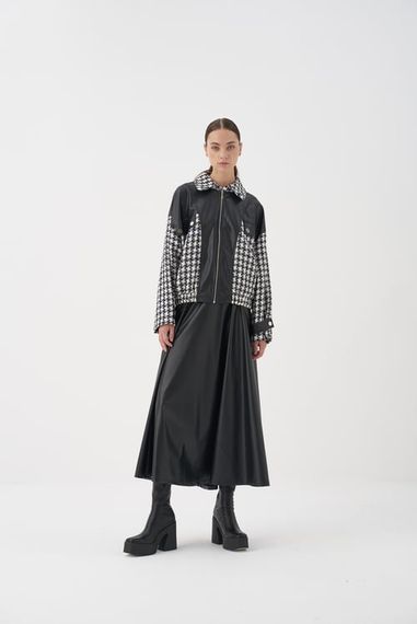 CUIR DERİ VOLANLI ETEK SİYAH - фото 4