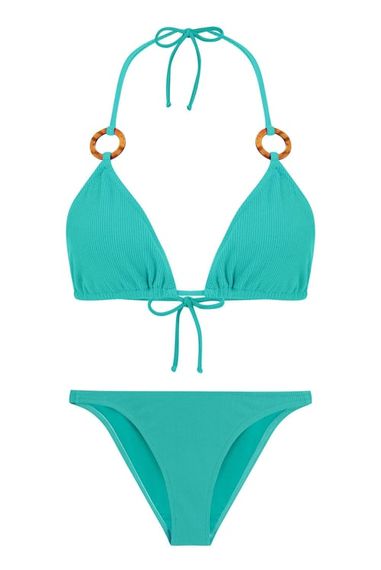 Yeşil Dokulu Aksesuarlı Bikini Takım