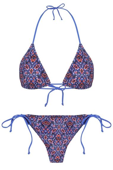 Renkli Desenli Üçgen Bikini Takım