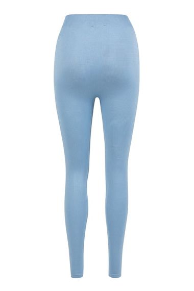 İNDİGO DİKİŞSİZ RİPLİ UZUN TAYT - fotoğraf 3