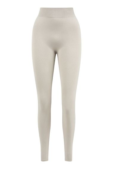 BUZ GRİ DİKİŞSİZ RİPLİ UZUN TAYT - صورة 1